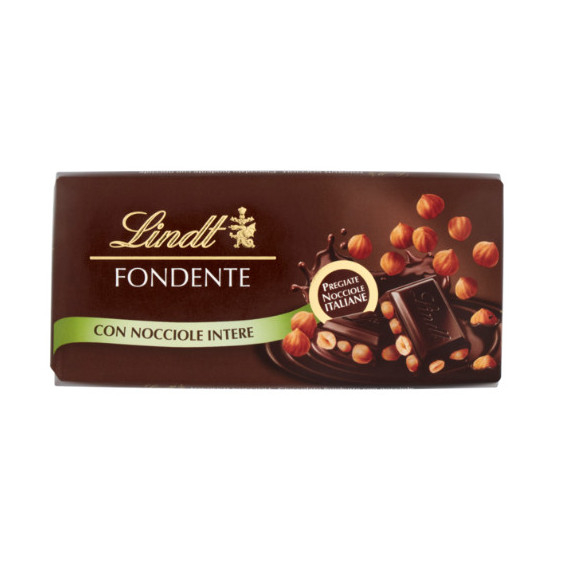 LINDT TAVOLETTA DI CIOCCOLATO FONDENTE CON NOCCIOLE INTERE GR.100