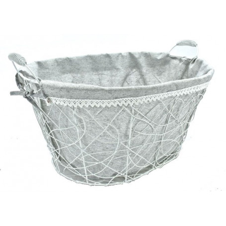 CESTA OVALE METALLO TESS.GRIGIO CM.40X31 H20