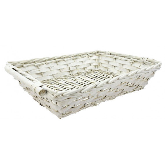 CESTA RETTANGOLARE  2 MANICI BIANCA CM55X42 H.13