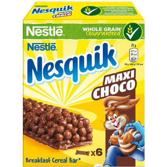 NESTLE' NESQUIK MAXI CHOCO BARRETTE CERALI 6X25GR