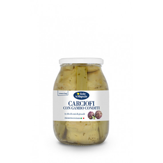 Carciofi con gambo conditi in olio di girasole - Linea Chef 6x960 grammi