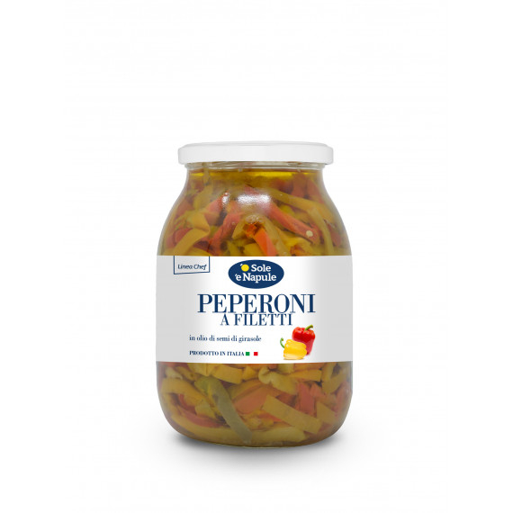 Peperoni a filetti conditi in olio di girasole - Linea Chef 6x960 grammi