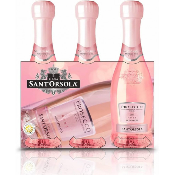 CASA SANT'ORSOLA SPUMANTE PROSECCO D.O.C. ROSE MINI BOTTIGLIE CL.20 CONF DA 3 BOTTIGLINE