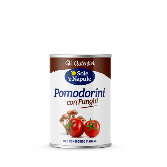  Pomodorini con funghi leggermente piccanti (strappo) 8x400 grammi