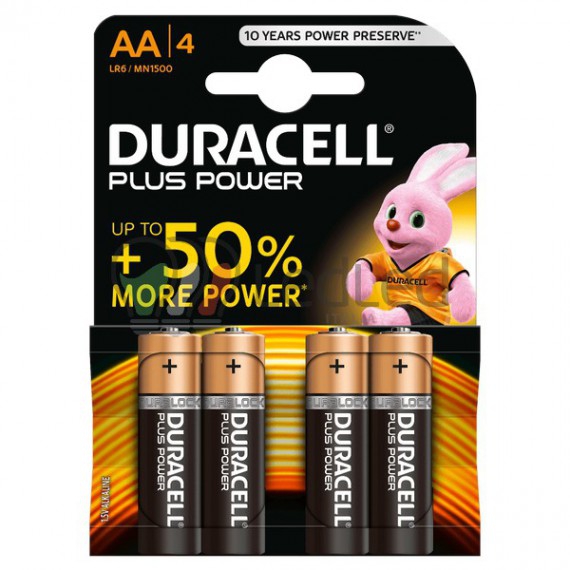 DURACELL PILE ALCALINE STILO AA 1,5V PLUS POWER X4