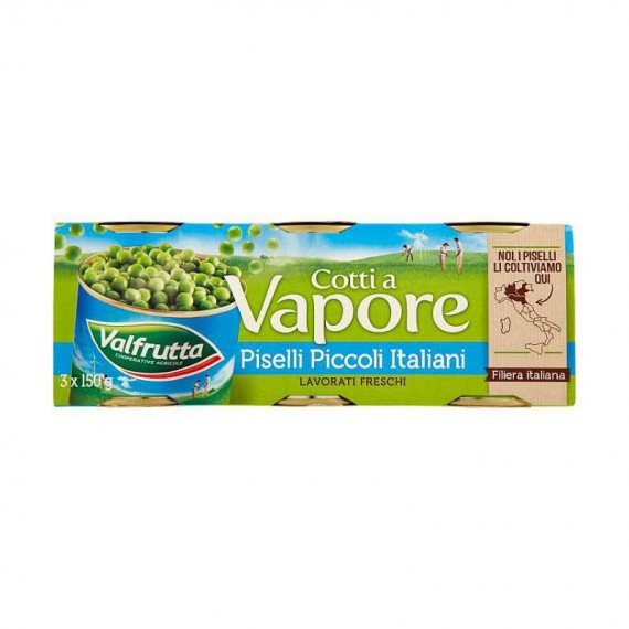 VALFRUTTA COTTI A VAPORE PISELLI PICCOLI ITALIANI 3X150 GR.