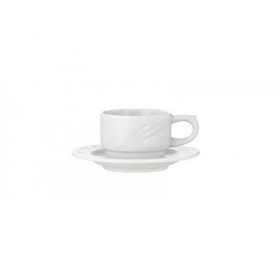 LUBIANA ARCADIA BIANCO TAZZA CAFFE COLAZIONE IMPILABILE CON PIATTO CL.8 PEZZI 6