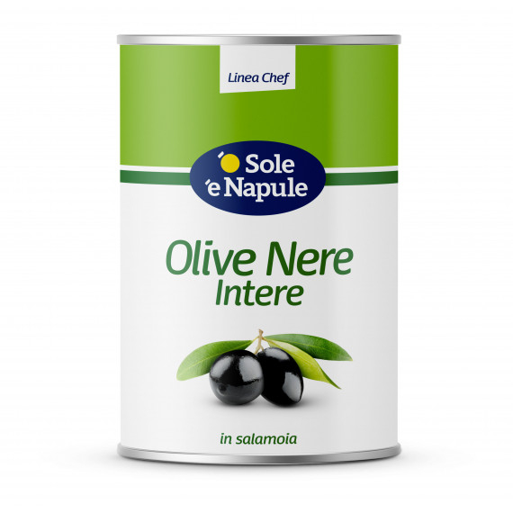 Olive nere intere in salamoia (latta) - Linea Chef 3x4100 grammi