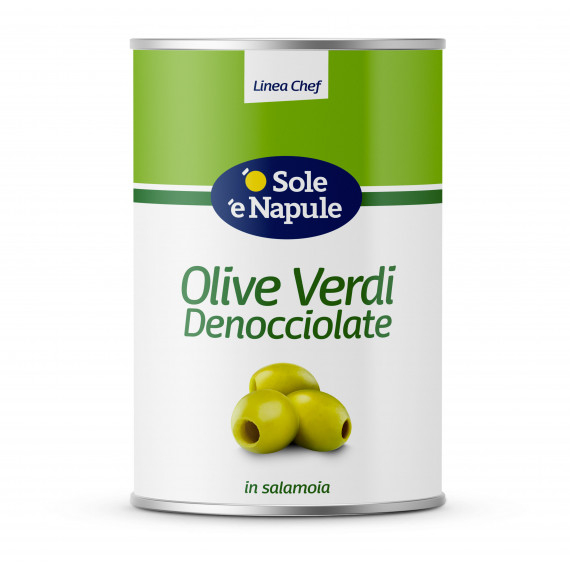 Olive verdi denocciolate in salamoia (latta) - Linea Chef 3x4100 grammi