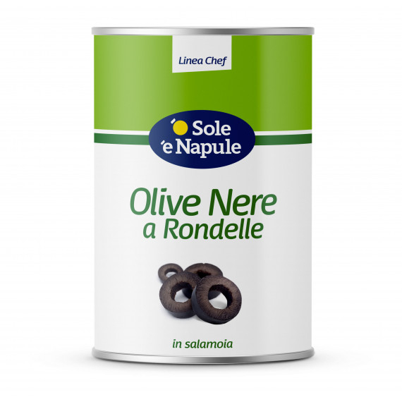 Olive nere a rondelle in salamoia (latta) - Linea Chef 3x4100 grammi